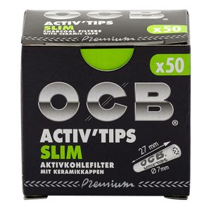 OCB ACTIVATED CHARCOAL SLIM FILTERS WITH CERAMIC CAPS - Rolling/Smoking/Cigarette Filters Tips