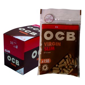 OCB VIRGIN UNBLEACHED FILTER TIPS SLIM 6x15mm Rolling/Smoking/Cigarette Filters Tips