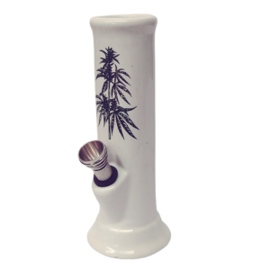 RATTAN EXPO CERAMIC BONG, WATER PIPE SMOKING HOOKAH PLAIN WITH LEAF