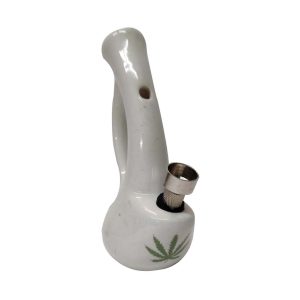 RATTAN EXPO CERAMIC BONG, WATER PIPE SMOKING HOOKAH PLAIN WITH LEAF
